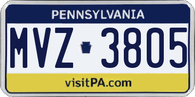 PA license plate MVZ3805