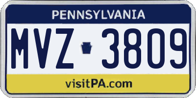 PA license plate MVZ3809