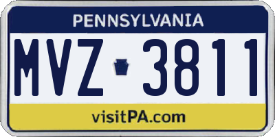 PA license plate MVZ3811