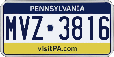PA license plate MVZ3816