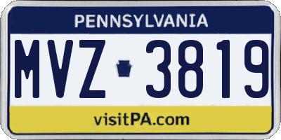 PA license plate MVZ3819