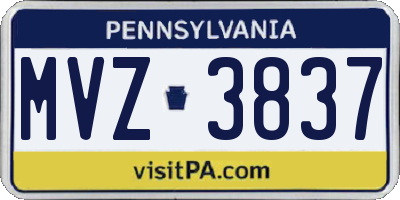 PA license plate MVZ3837