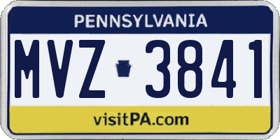 PA license plate MVZ3841