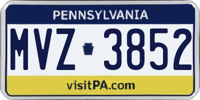 PA license plate MVZ3852