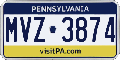 PA license plate MVZ3874