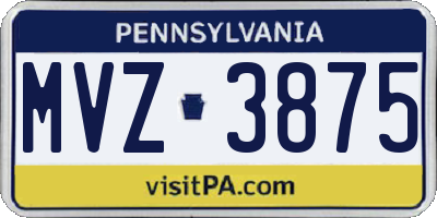 PA license plate MVZ3875