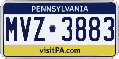 PA license plate MVZ3883