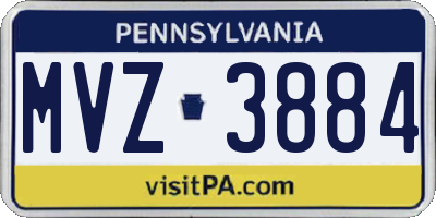 PA license plate MVZ3884