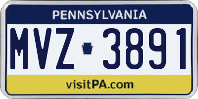 PA license plate MVZ3891