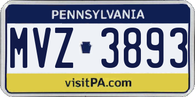 PA license plate MVZ3893