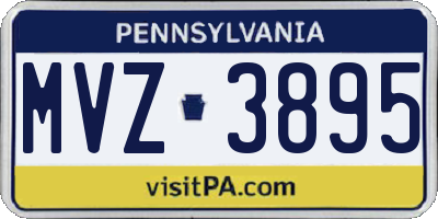 PA license plate MVZ3895