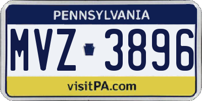 PA license plate MVZ3896