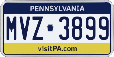 PA license plate MVZ3899