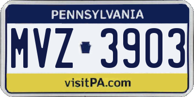 PA license plate MVZ3903