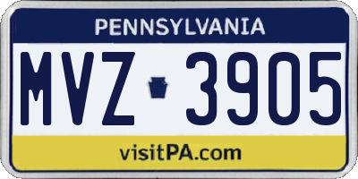 PA license plate MVZ3905
