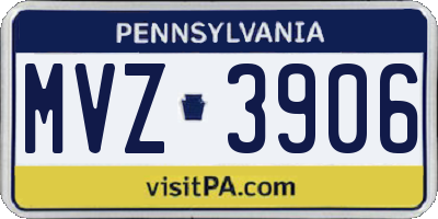 PA license plate MVZ3906