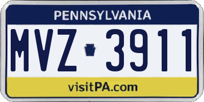 PA license plate MVZ3911