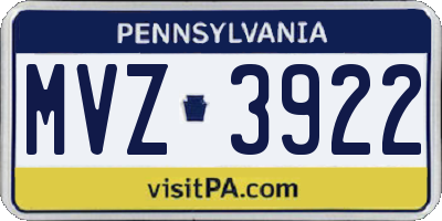 PA license plate MVZ3922