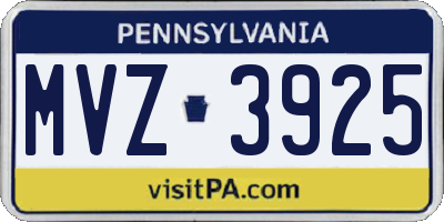 PA license plate MVZ3925
