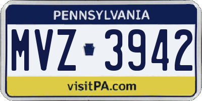 PA license plate MVZ3942