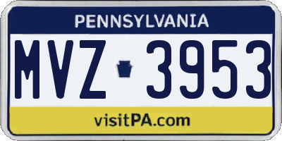 PA license plate MVZ3953
