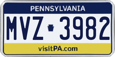 PA license plate MVZ3982