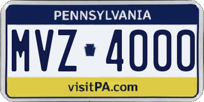 PA license plate MVZ4000