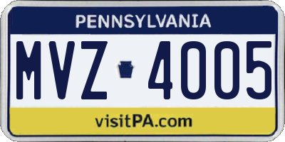 PA license plate MVZ4005