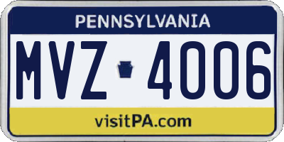 PA license plate MVZ4006
