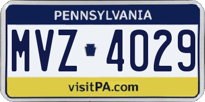 PA license plate MVZ4029