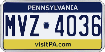PA license plate MVZ4036