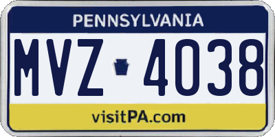 PA license plate MVZ4038