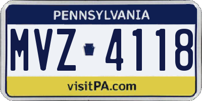 PA license plate MVZ4118