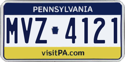 PA license plate MVZ4121