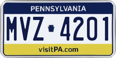 PA license plate MVZ4201