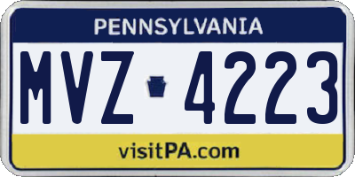 PA license plate MVZ4223