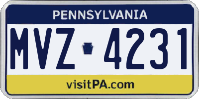 PA license plate MVZ4231