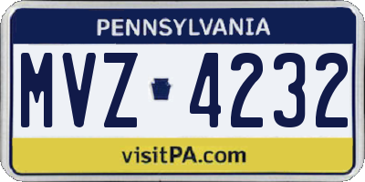PA license plate MVZ4232