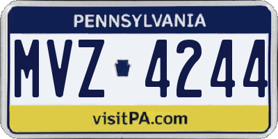 PA license plate MVZ4244