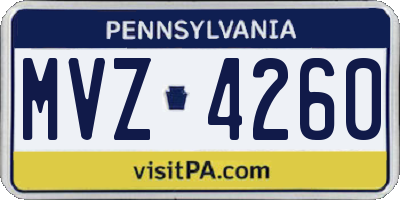 PA license plate MVZ4260