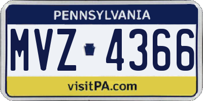 PA license plate MVZ4366