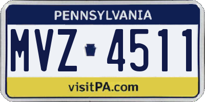 PA license plate MVZ4511
