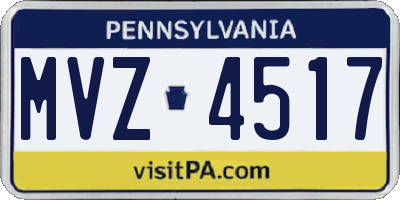 PA license plate MVZ4517
