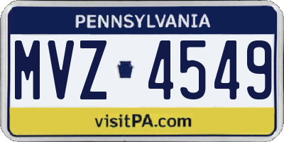 PA license plate MVZ4549