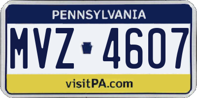 PA license plate MVZ4607