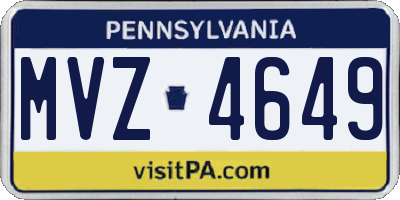 PA license plate MVZ4649