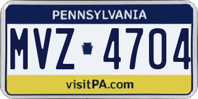 PA license plate MVZ4704