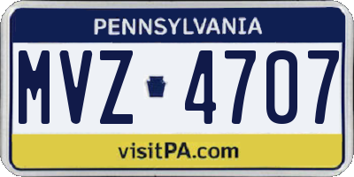 PA license plate MVZ4707