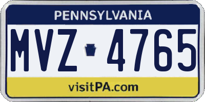 PA license plate MVZ4765