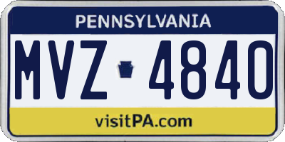 PA license plate MVZ4840